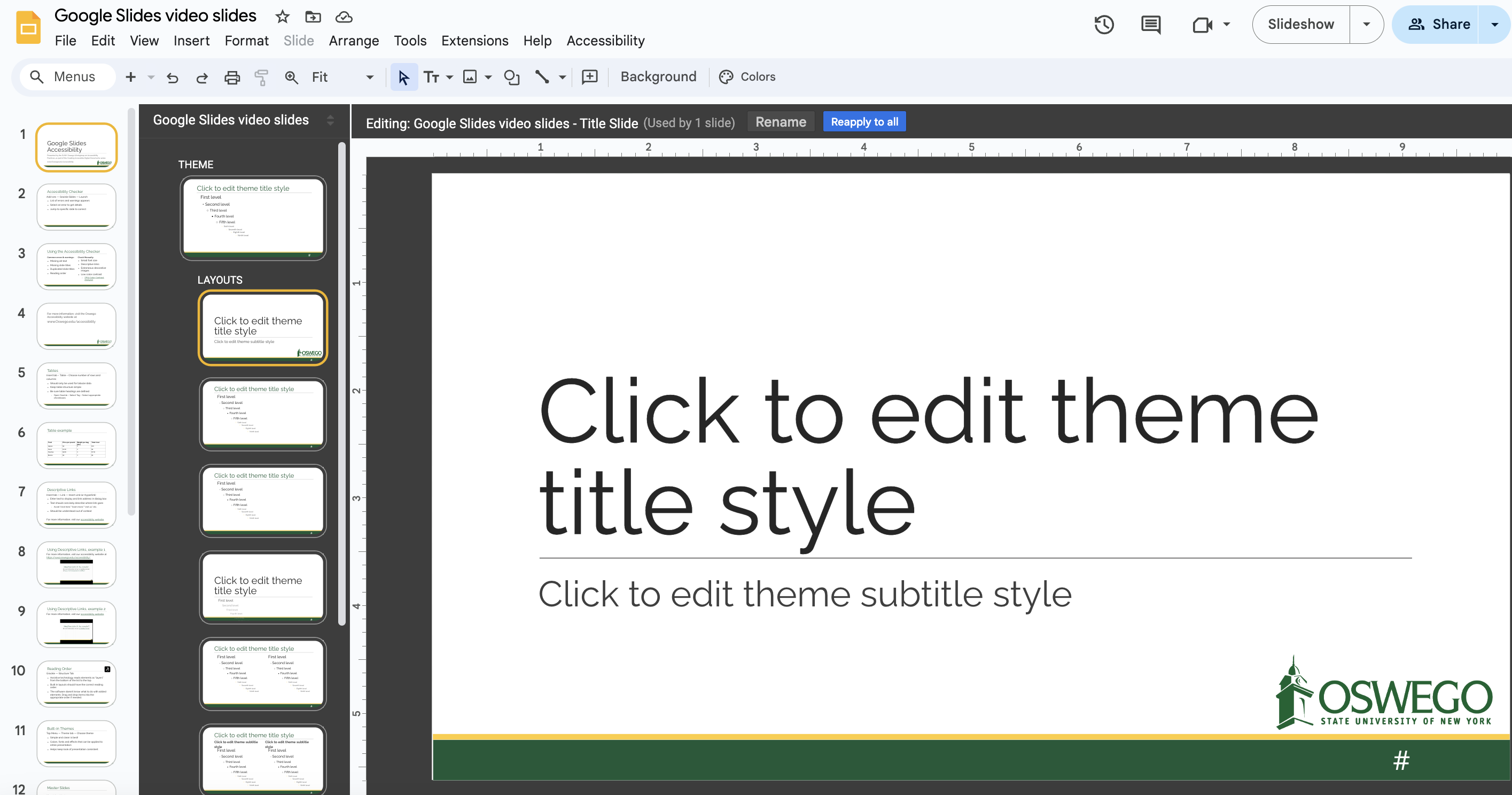 a screenshot of how to access master slides in Google Slides